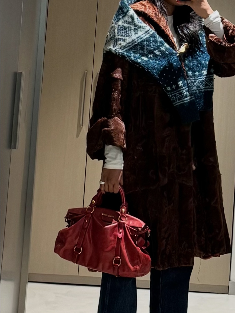 Red Leather Satchel Handbag - Women's Fashion Bag